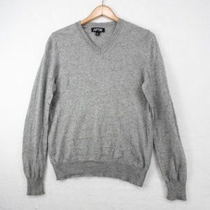 APT 9 Sweater Men Small Gray V Neck Long Sleeve Silk Cashmere Knit Preppy Casual